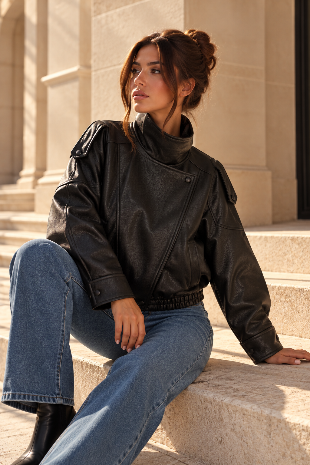 Chaqueta Milo BY MANAY negro — vista frontal con modelo