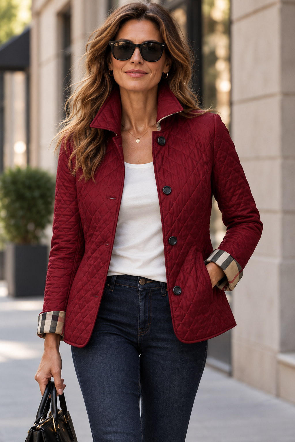 Chaqueta Amelia burdeos frontal modelo