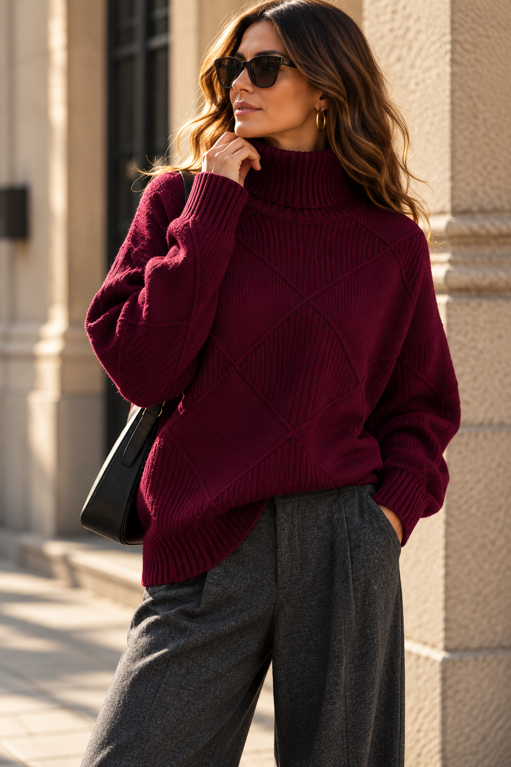 Sweater Porto Fino burdeos frontal modelo